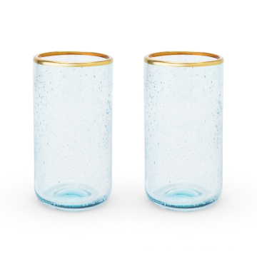 colored tumbler set bubble glasses with gold rim